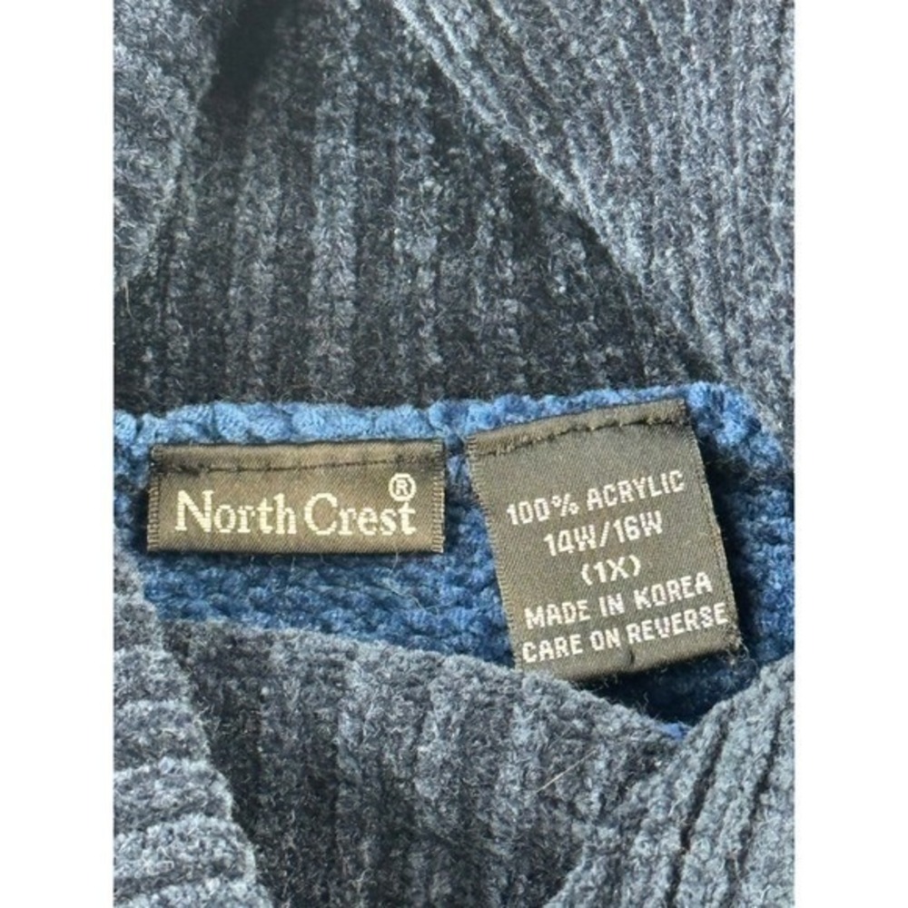 North Crest Patchwork Turtleneck Sweater Blue Den… - image 7
